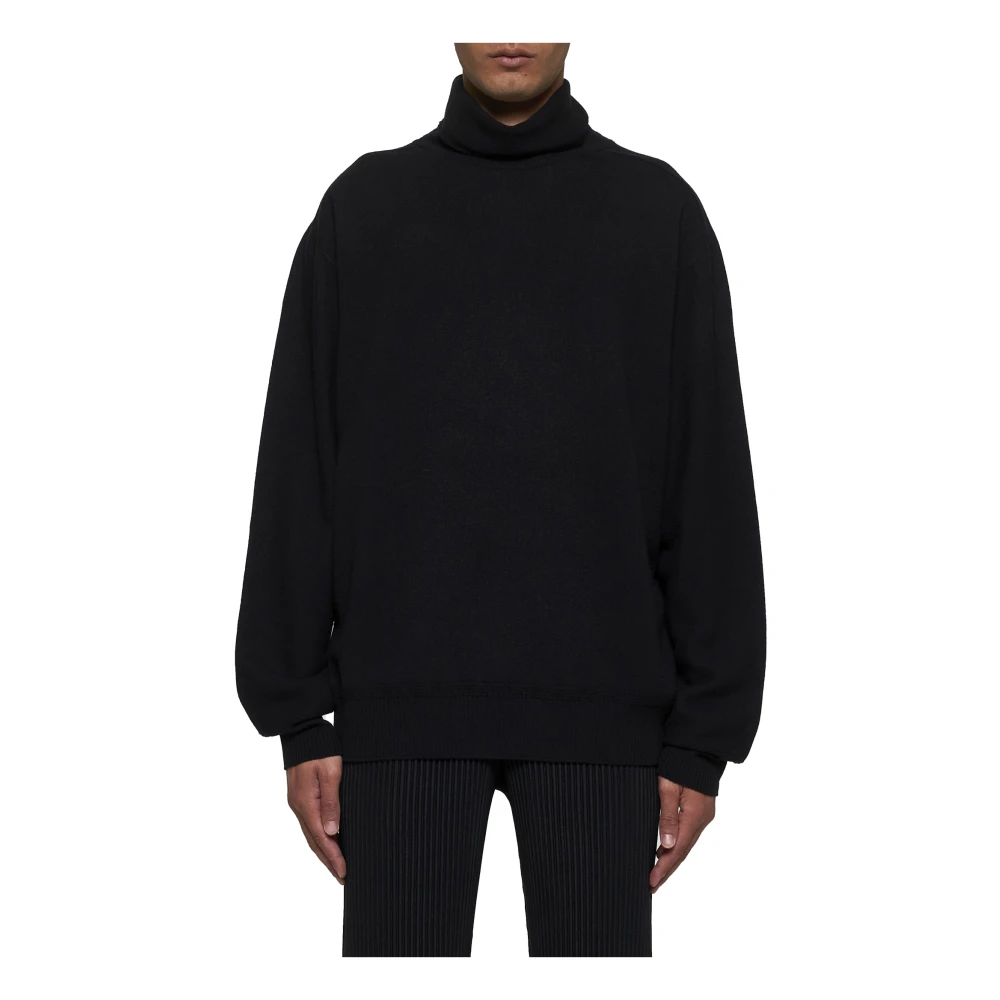 Issey Miyake Zwarte wollen coltrui Black Heren