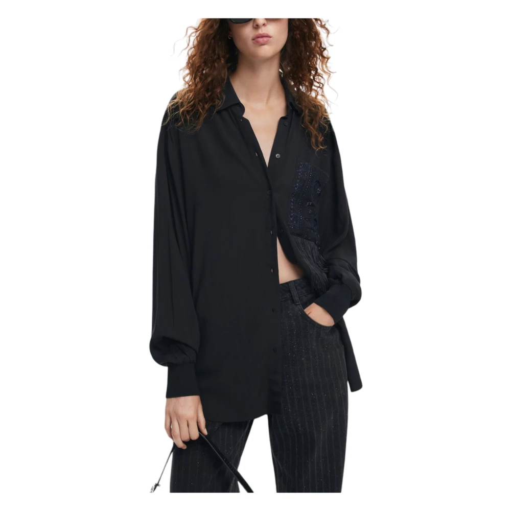 Desigual Zwarte Geknoopte Damesoverhemd Black Dames