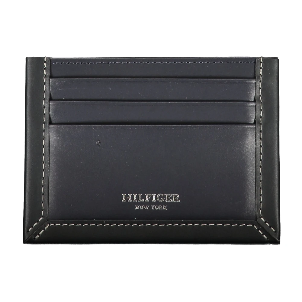 Tommy Hilfiger Blauwe leren kaarthouder met contrastdetail Blue Heren