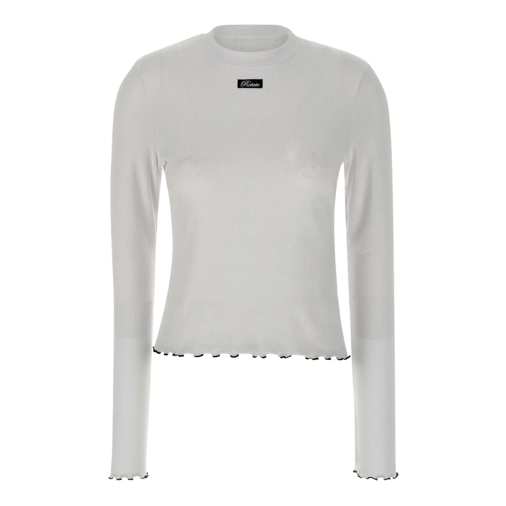 Rotate Birger Christensen Witte Ribgebreide Top met Lange Mouwen White Dames