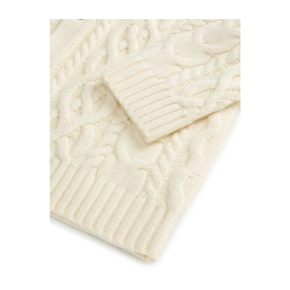 Woolrich Kabelgebreid Wit Trui White Heren