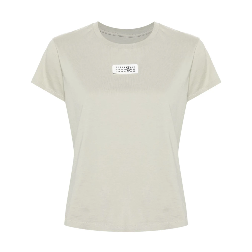 MM6 Maison Margiela Groen Logo T-shirt met Witte Details Green Dames
