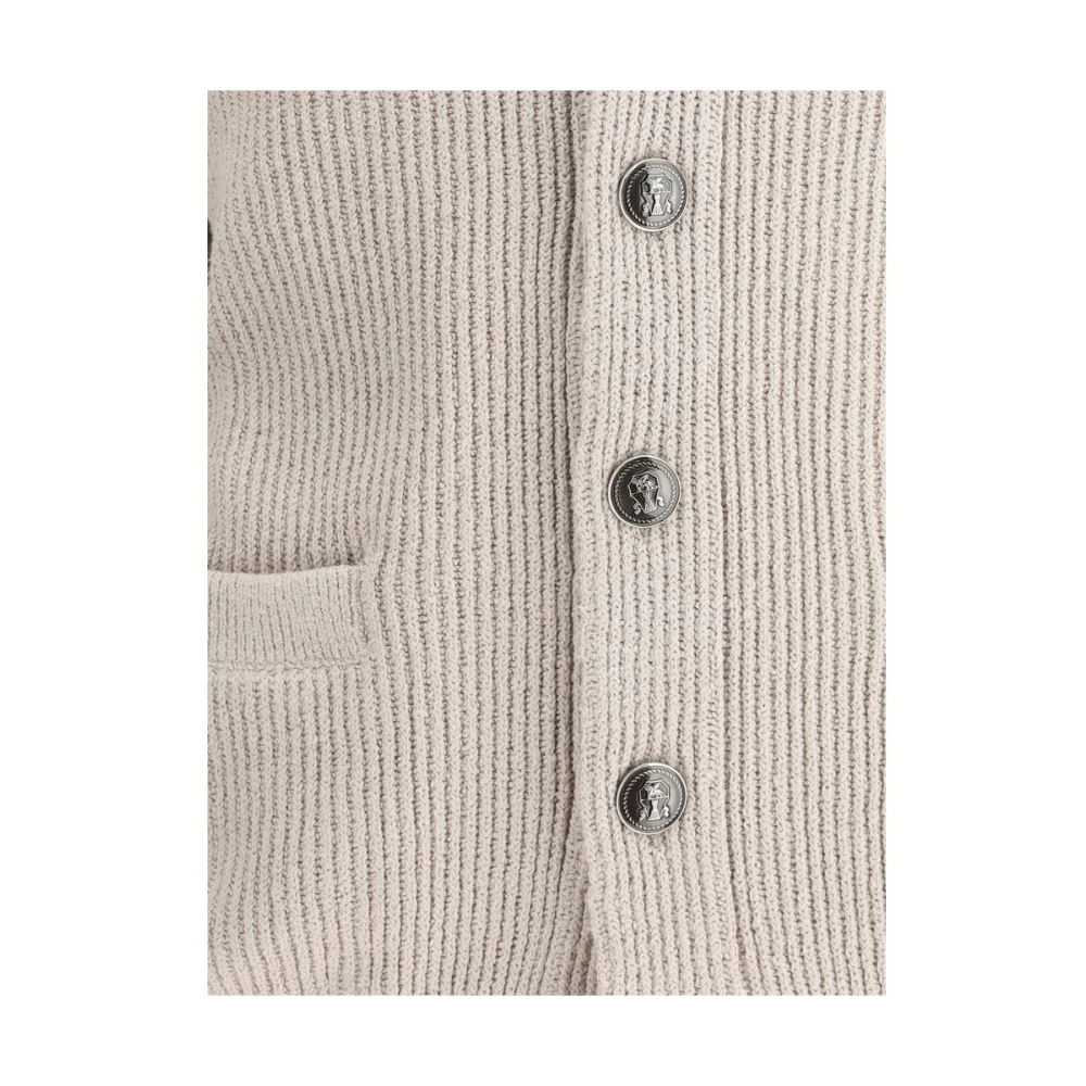 BRUNELLO CUCINELLI Katoenen vest met geribbeld ontwerp Beige Heren