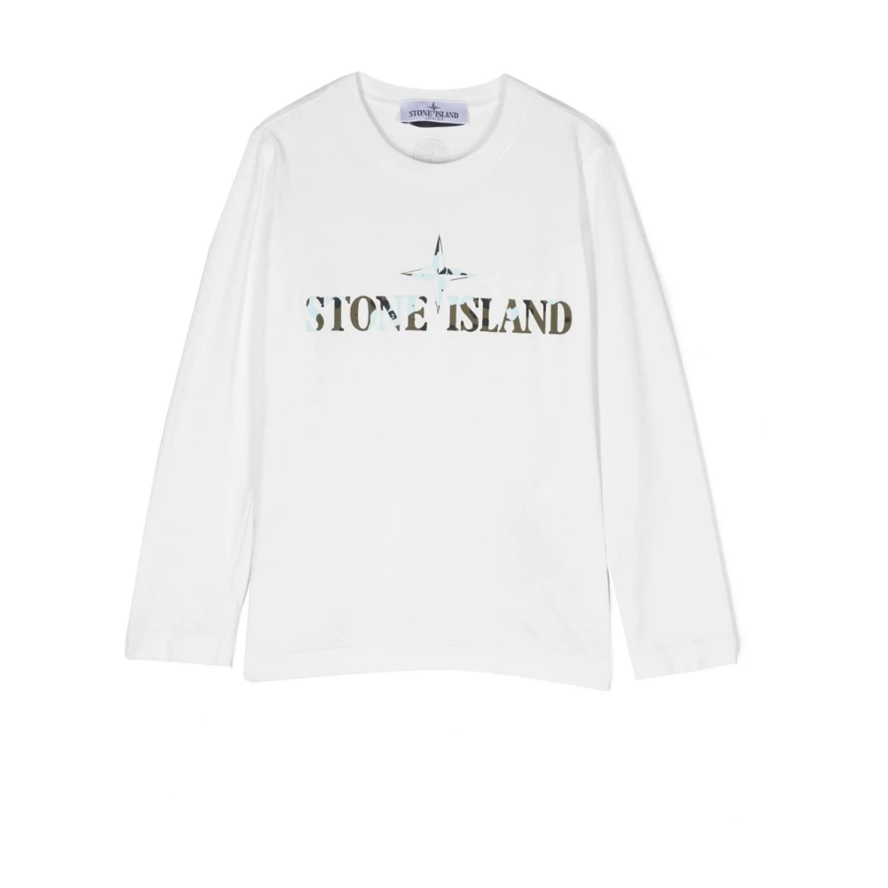 Stone Island Pojkars Ivory Långärmad T-shirt White, Pojke