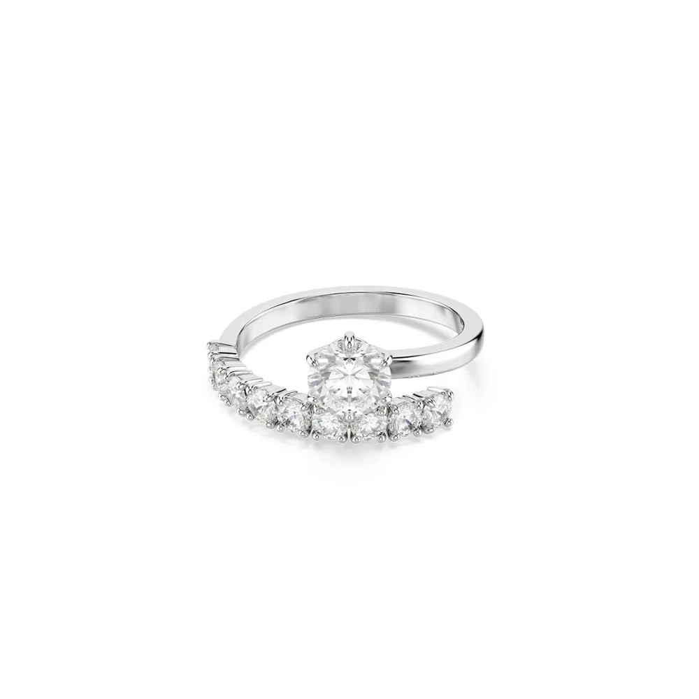 Swarovski Matrix Offener Ring, Rundschliff, Rhodiniert Weiß Größe 52 - Image 3