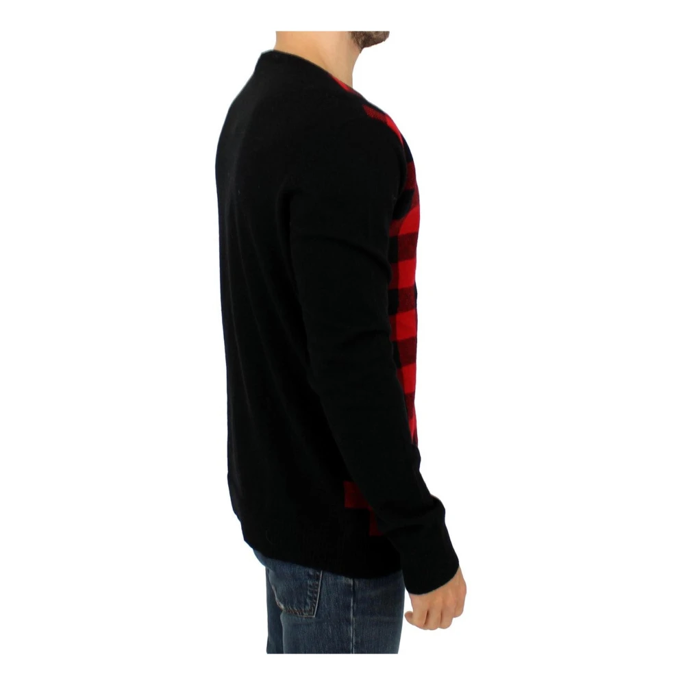 Costume National Camo Plaid Wol Trui Red Heren