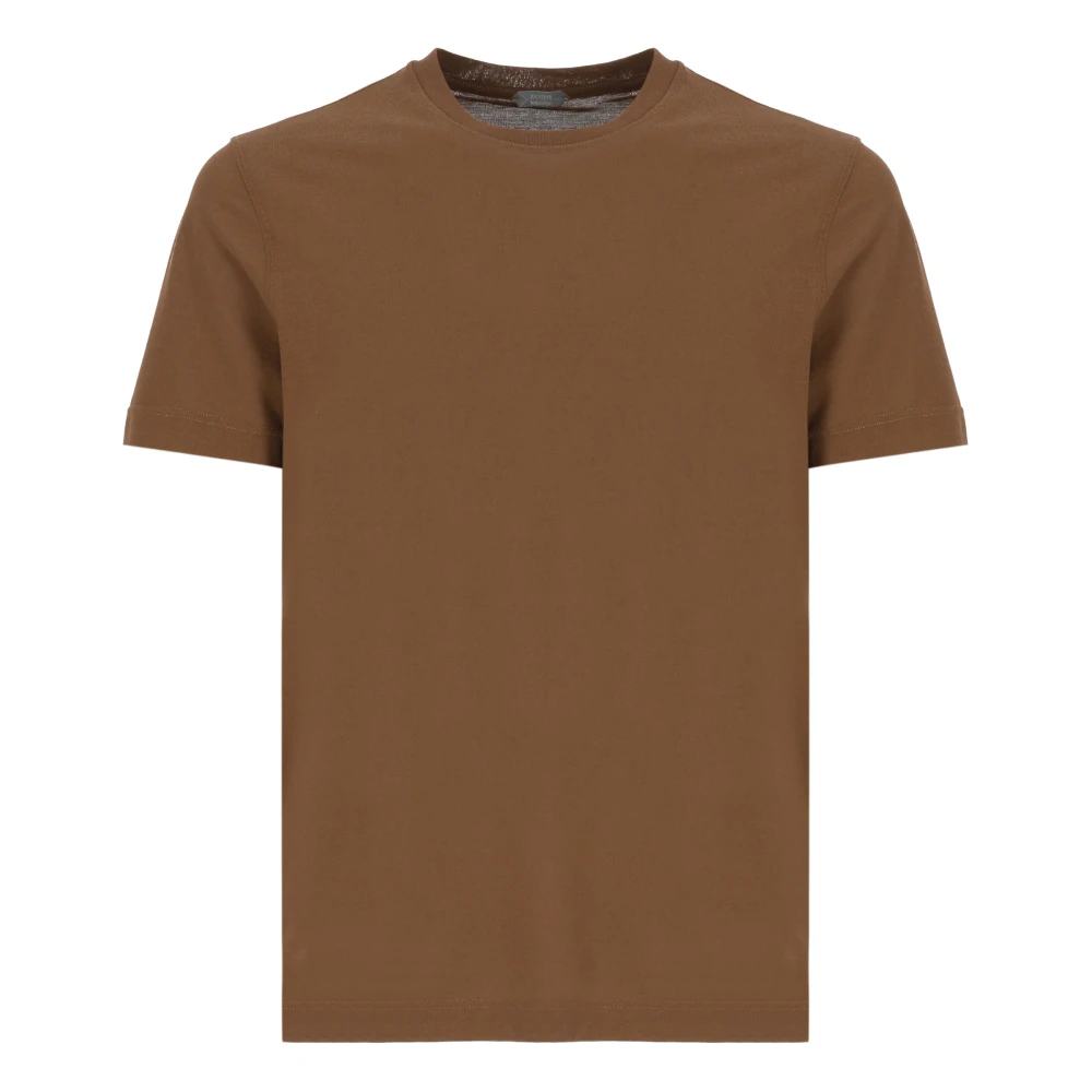 Zanone Bruine IceCotton T-shirt voor mannen Brown Heren