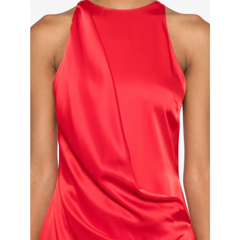 David Koma Rode Satijnen Asymmetrische Jurk Red Dames
