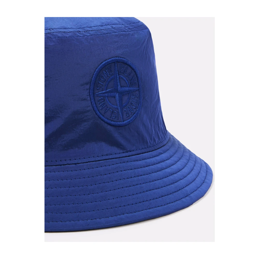 Stone Island Blauwe Nylon Metalen Bucket Hoed Blue Heren