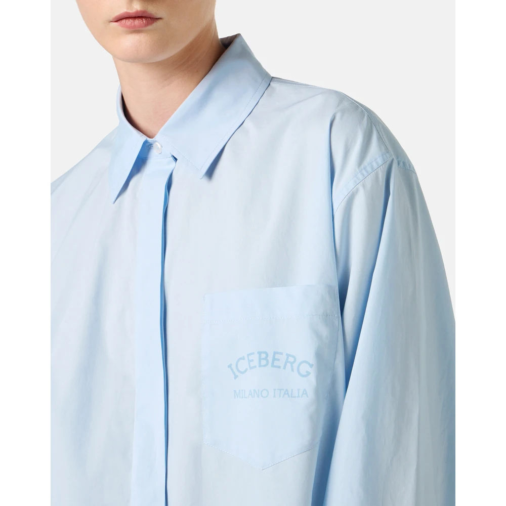 Iceberg Lichtblauwe over-fit katoenen popeline overhemd Blue Dames