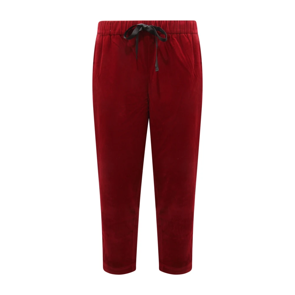Sun68 Women's Red Velvet Trousers Corduroy Drawstring Model - Straight Trousers - L - Trousers