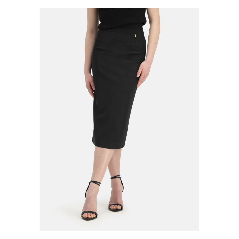 Nicowa Gouden Monogram Hoge Taille Pencil Rok Black Dames