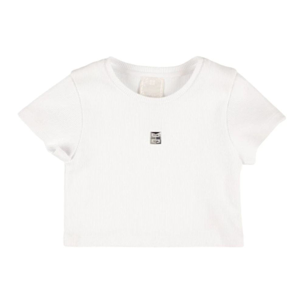 Givenchy Cropped T-shirt med metallogo White, Flicka