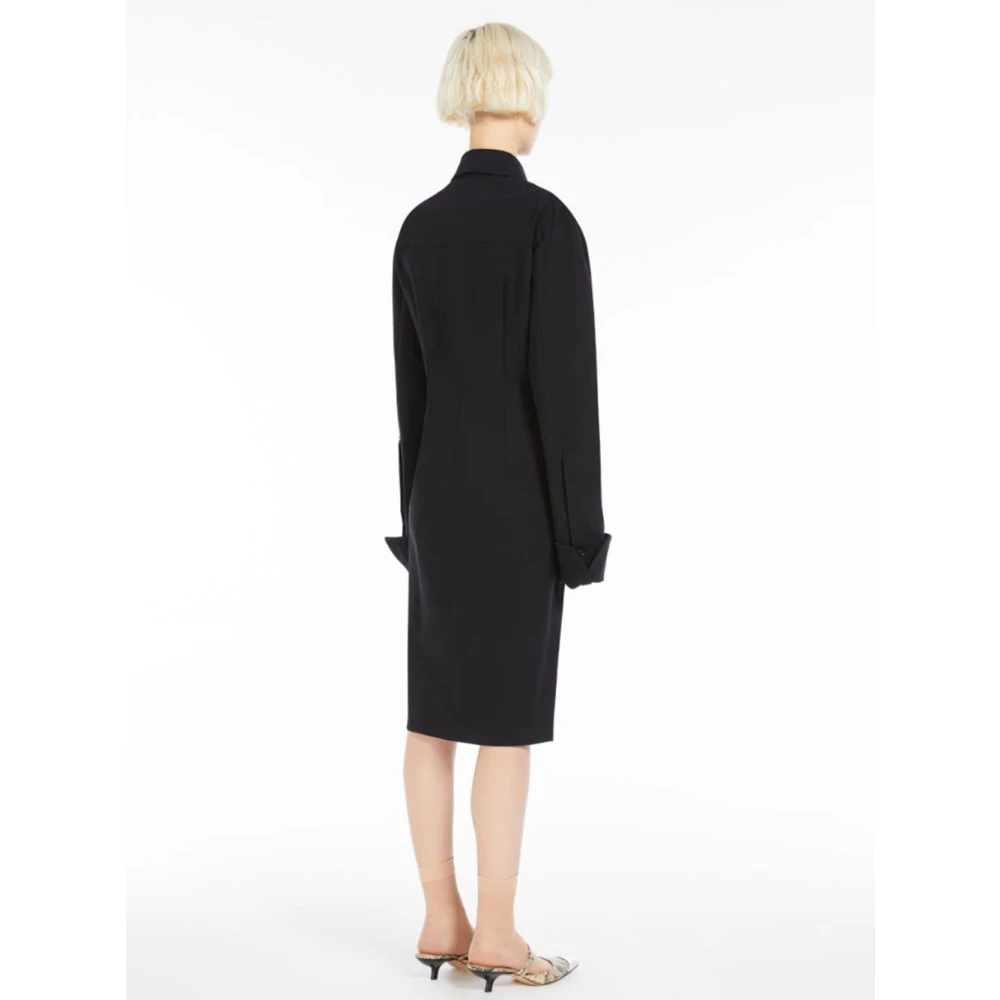 SPORTMAX Zwarte Felino Elegante Modieuze Jurk Black Dames