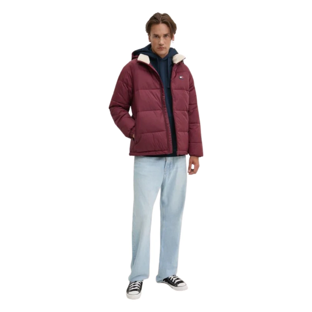 Tommy Hilfiger Bordeaux Geïsoleerde Jas met Capuchon Red Heren