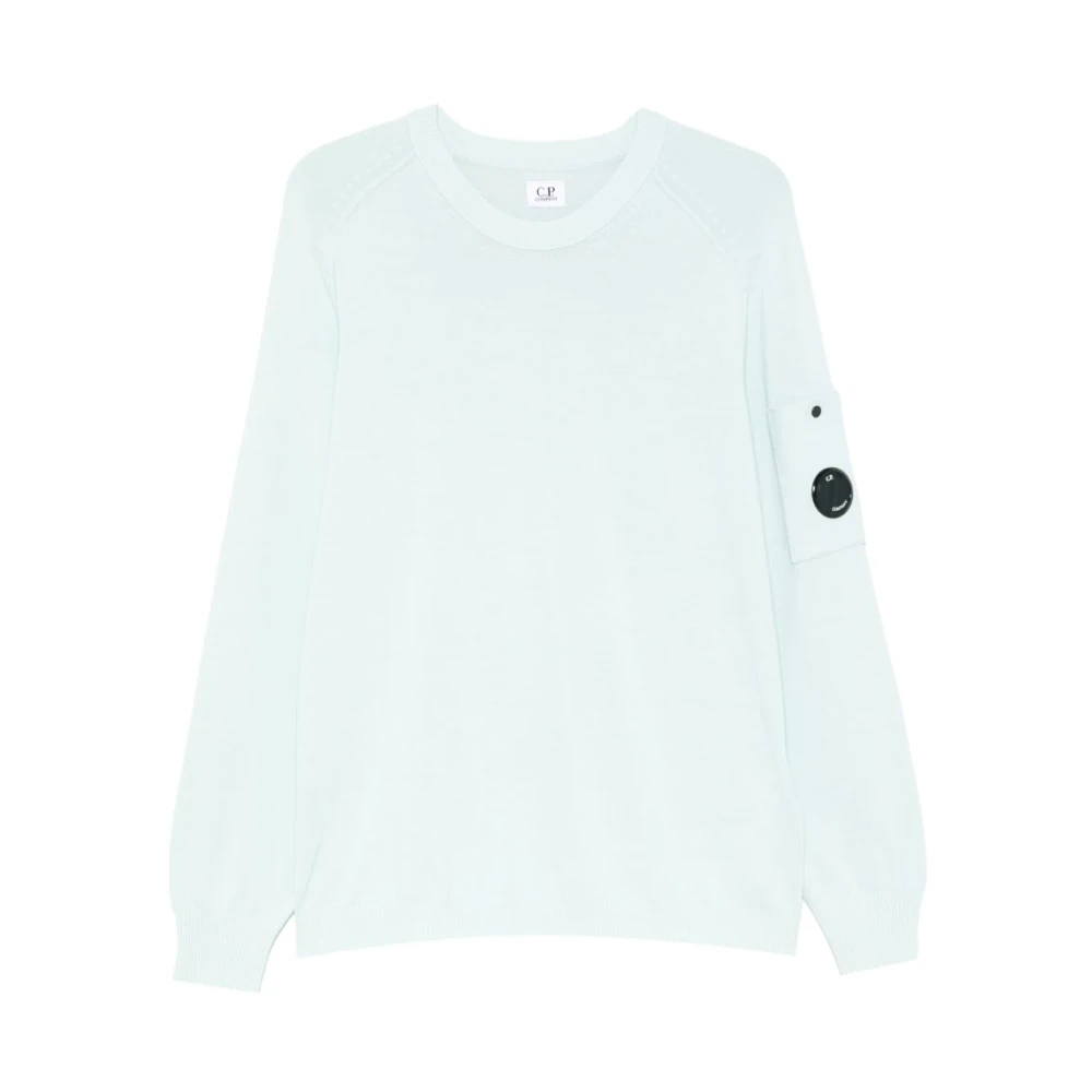 C.p. Company , Sweatshirts, Male, Blue, Xl, Cotton Crepe Crewneck Lens Jumper