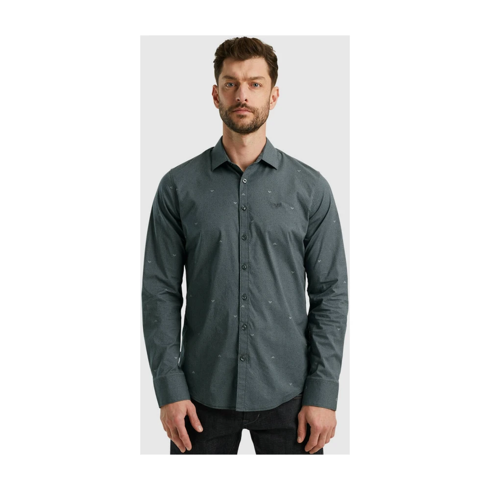 PME Legend Gedrukt lang mouw poplin overhemd Black Heren