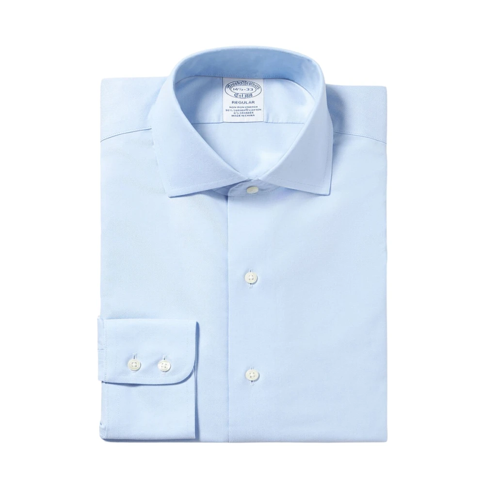 Brooks Brothers Men's Blue Regular-Fit Non-Iron Stretch Cotton Shirt With English Spread Collar - Formal Shirts - 4XL - Shirts