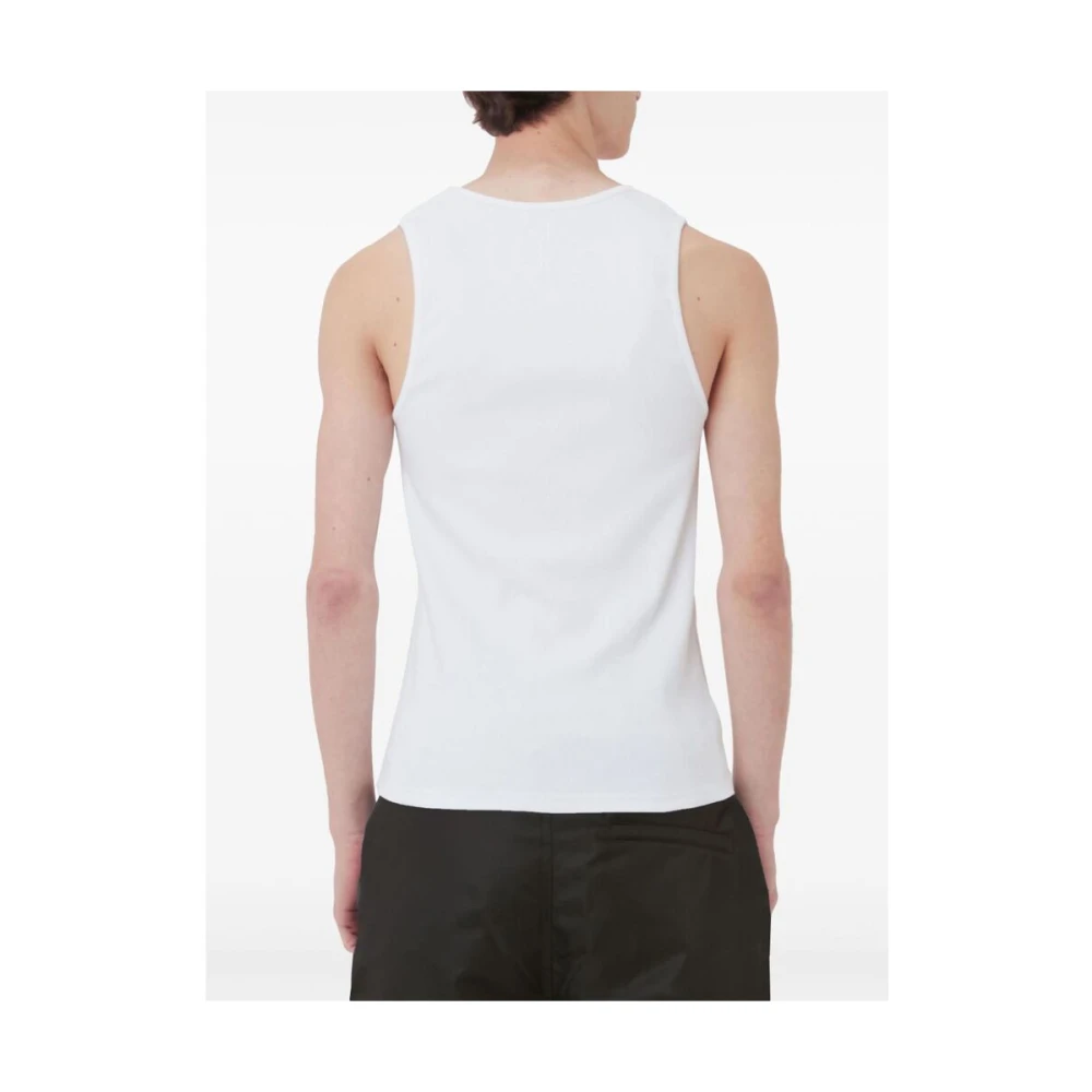 JW Anderson Wit Logo Geborduurde Mouwloze T-shirt White Heren