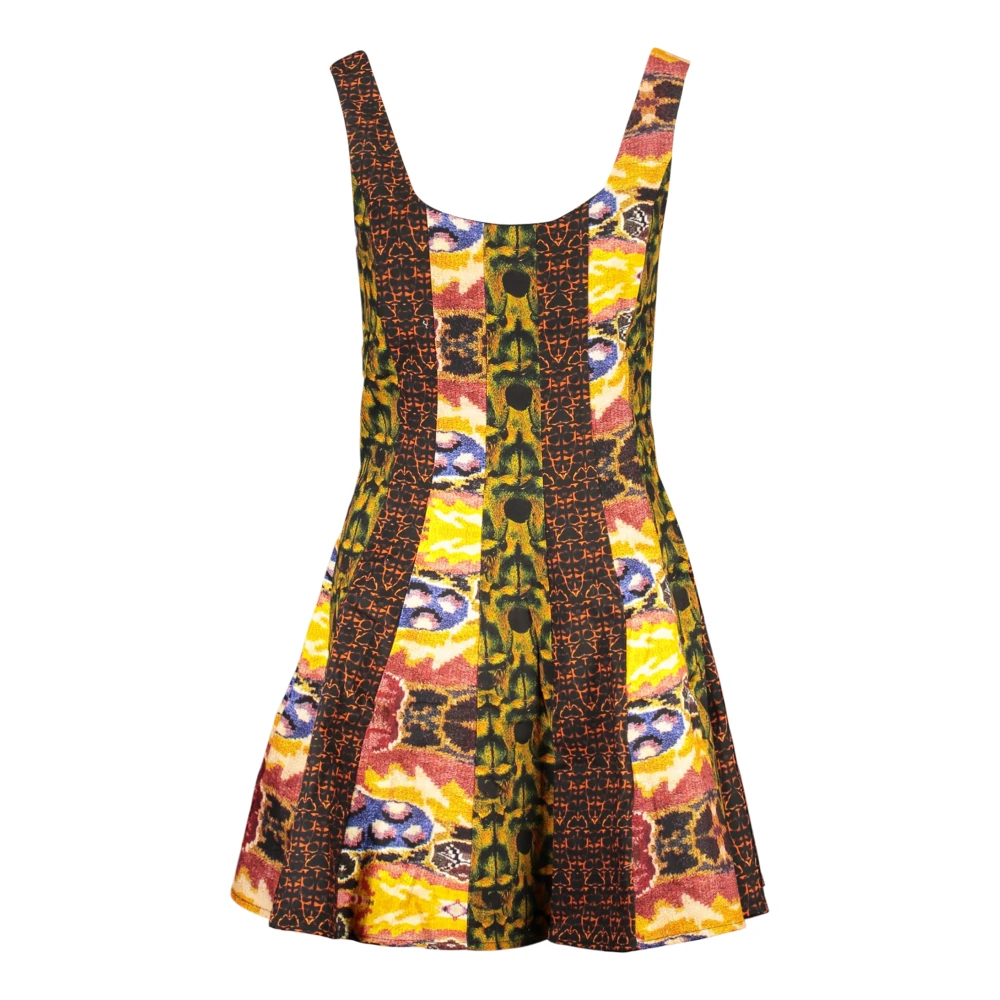 Desigual Women's Yellow Short Dresses, M, Short Square-Neck Printed Dress