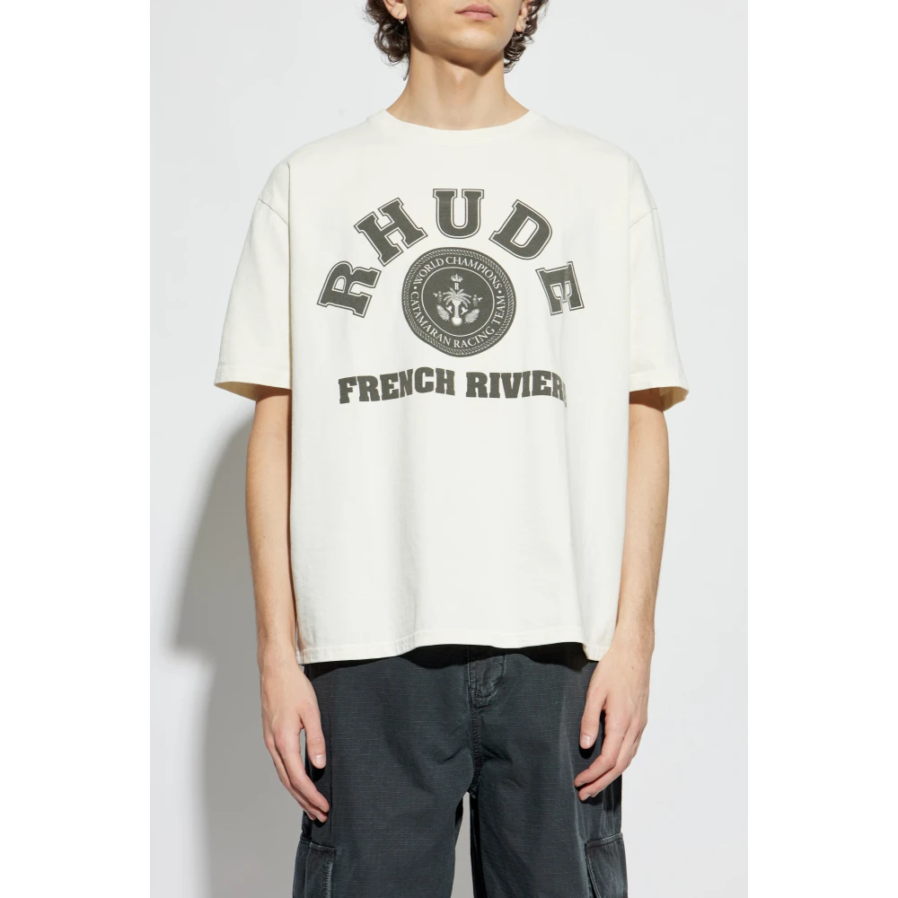 Rhude Logo T-shirt Beige Heren