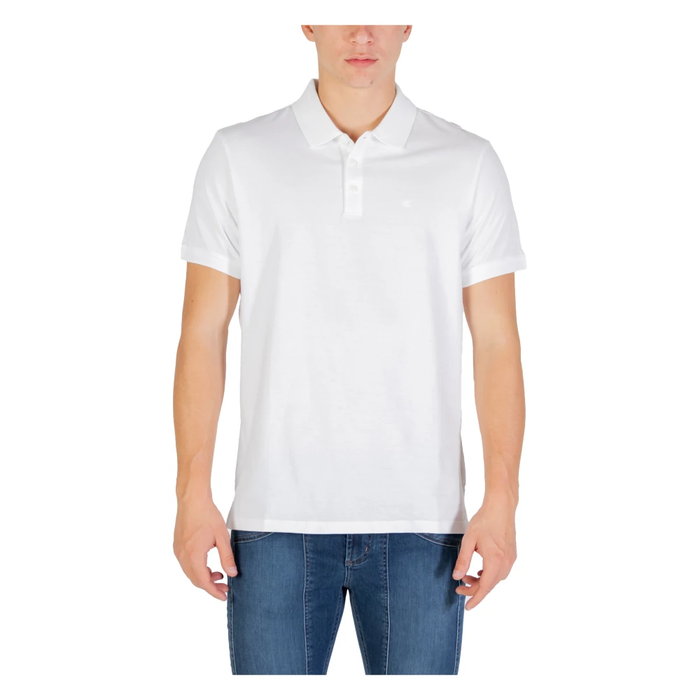 Calvin Klein Jeans Men's White Polo Shirts, L, Ss Classic Monogram Polo