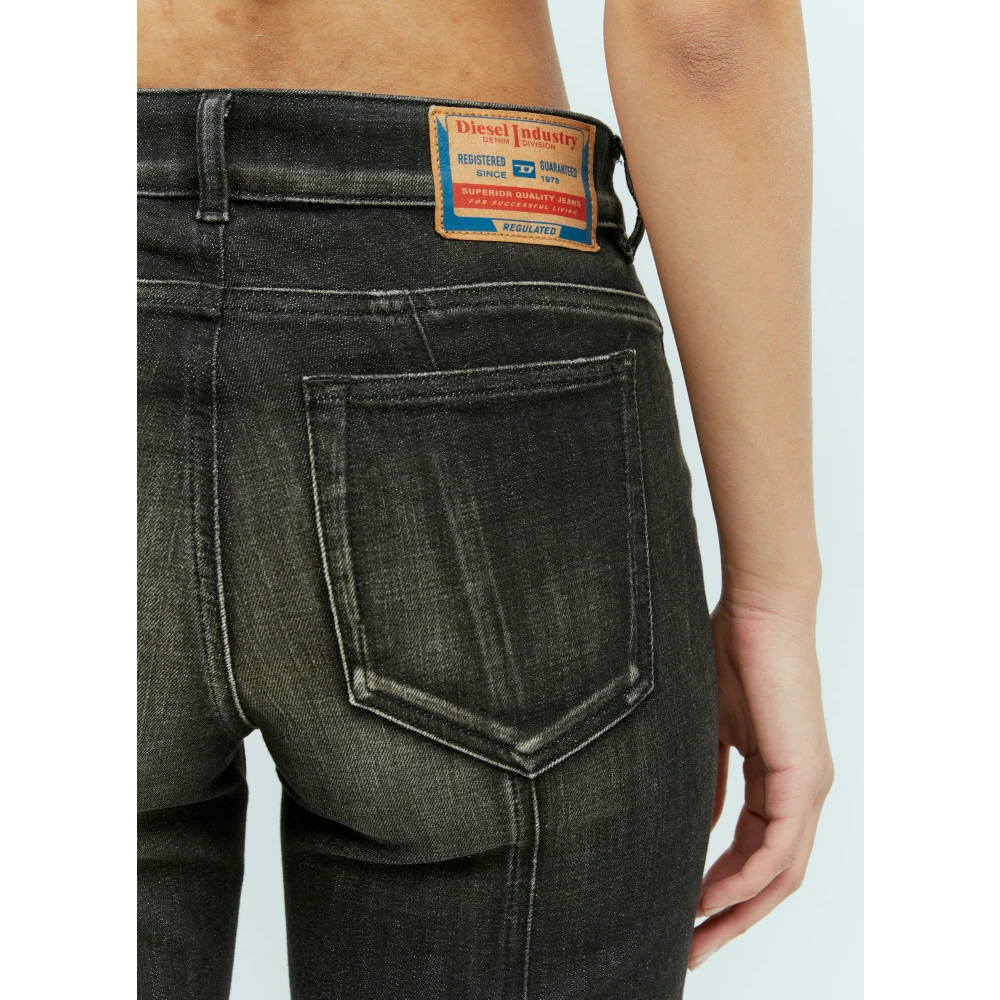 Diesel Gepaneelde Flared Jeans met Lage Taille Black Dames