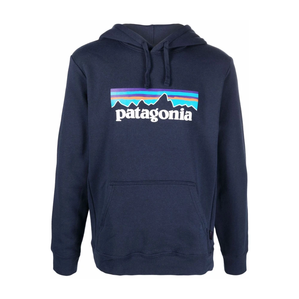 Patagonia Hoodie met logoprint Blue Heren