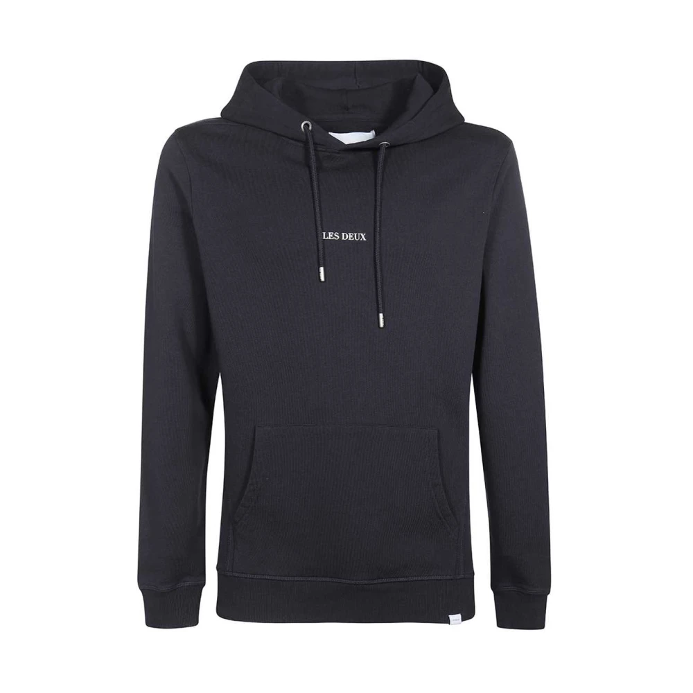 Les Deux Katoenen Hoodie met Ribboorden Blue Heren