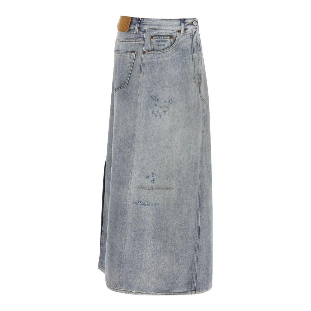 Mm6 Maison Margiela Women's Gray Denim Skirts, Xs, Asymmetric Denim Skirt