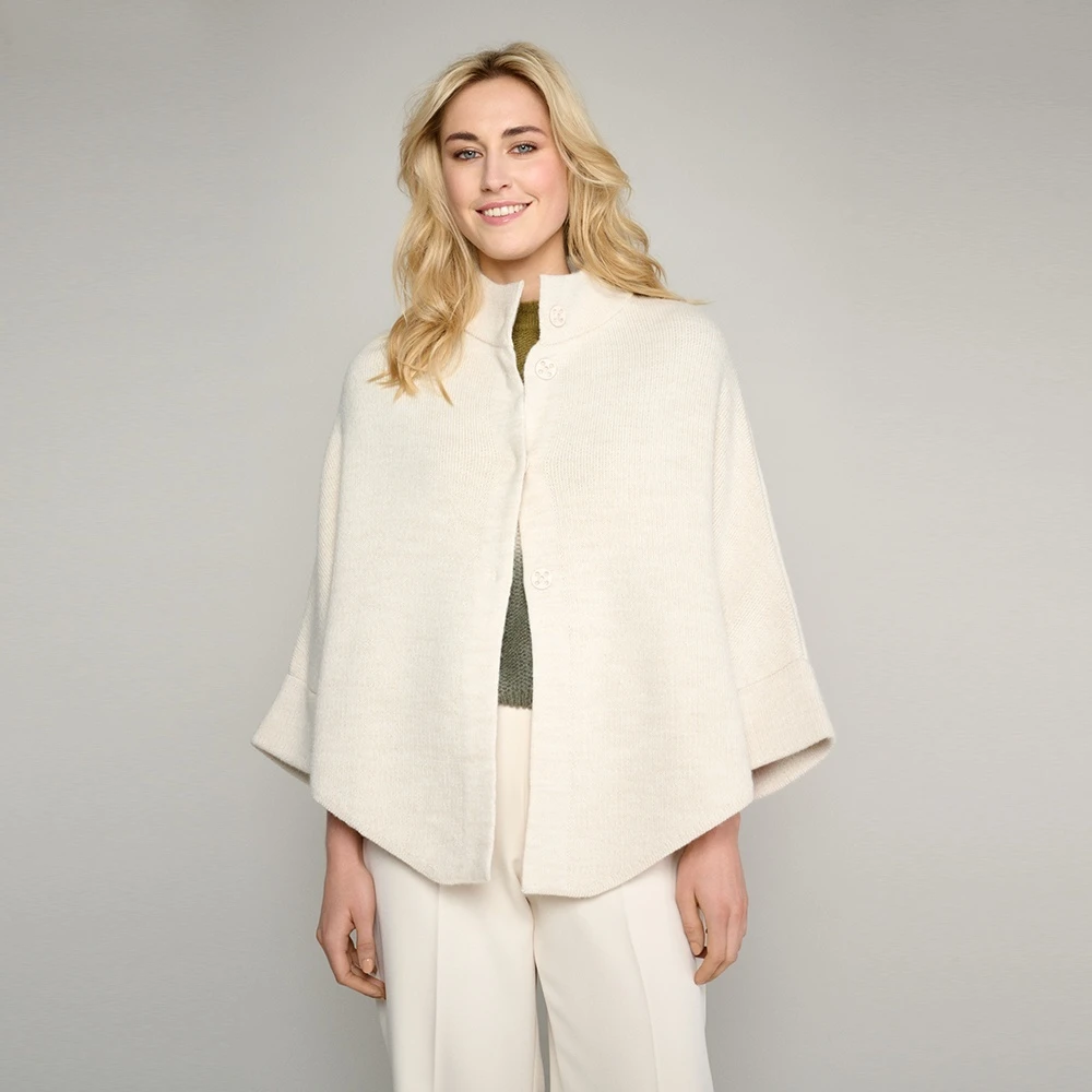 Marie Méro Ecru Geknoopte Cape voor Herfststijl White Dames