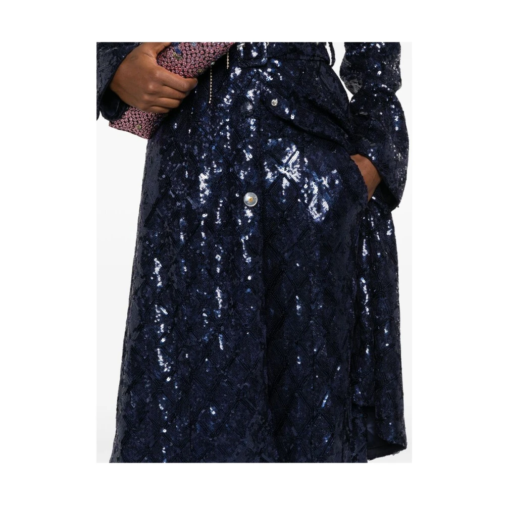 Rotate Birger Christensen Sequin Belted Navy Blue Cargo Pants Blue Dames