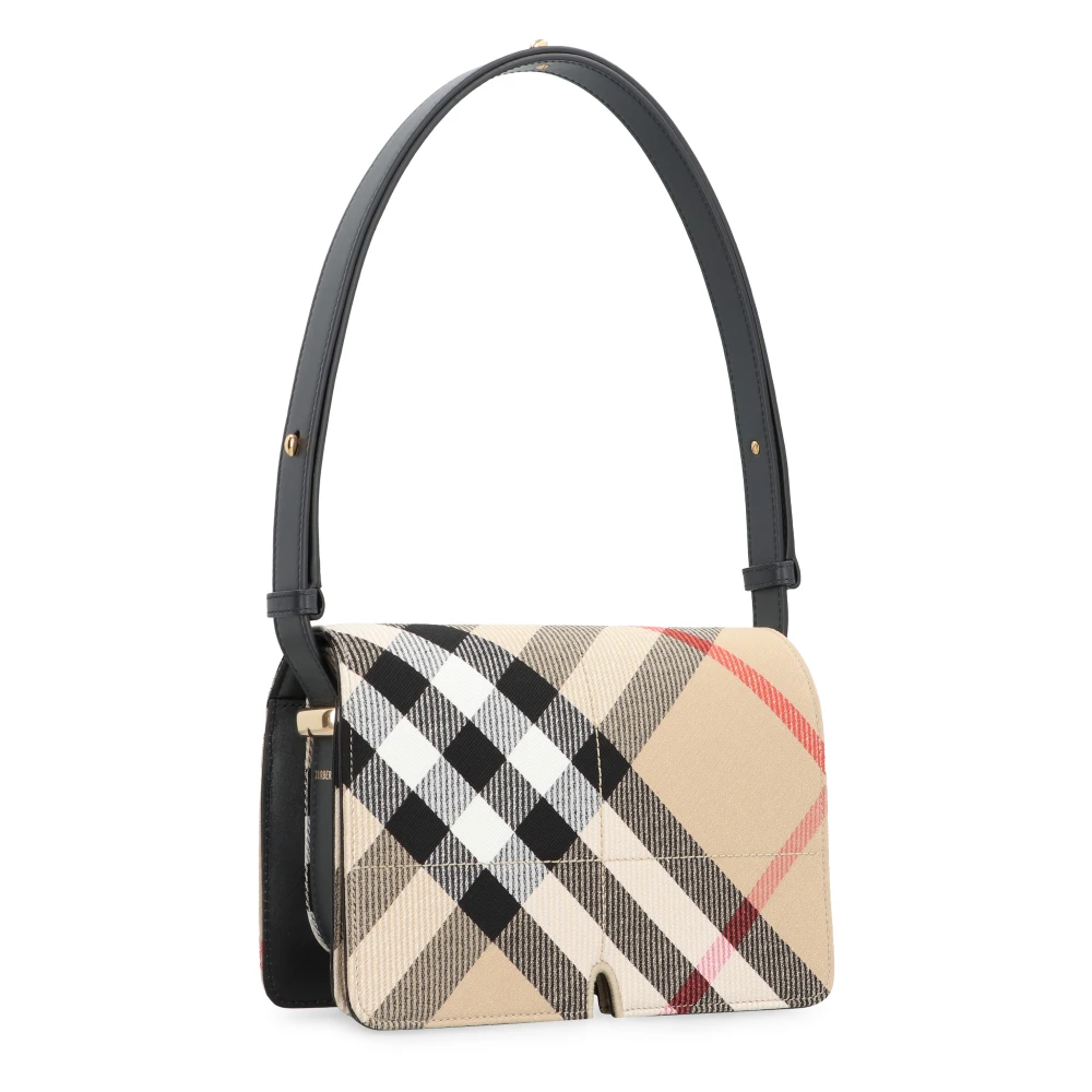 Burberry Stijlvolle Schoudertas met Check Motif Beige Dames