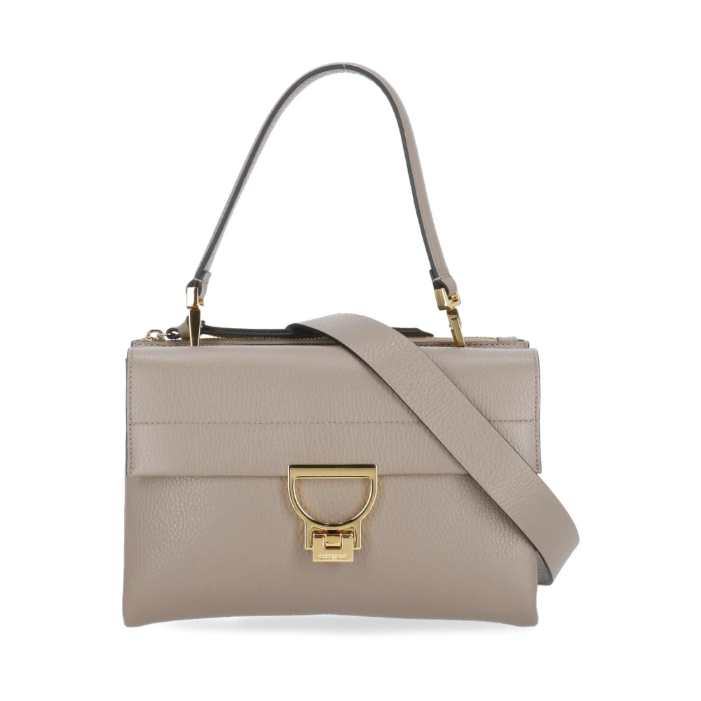 Coccinelle Beige Leren Handtas met Afneembaar Handvat Beige Dames