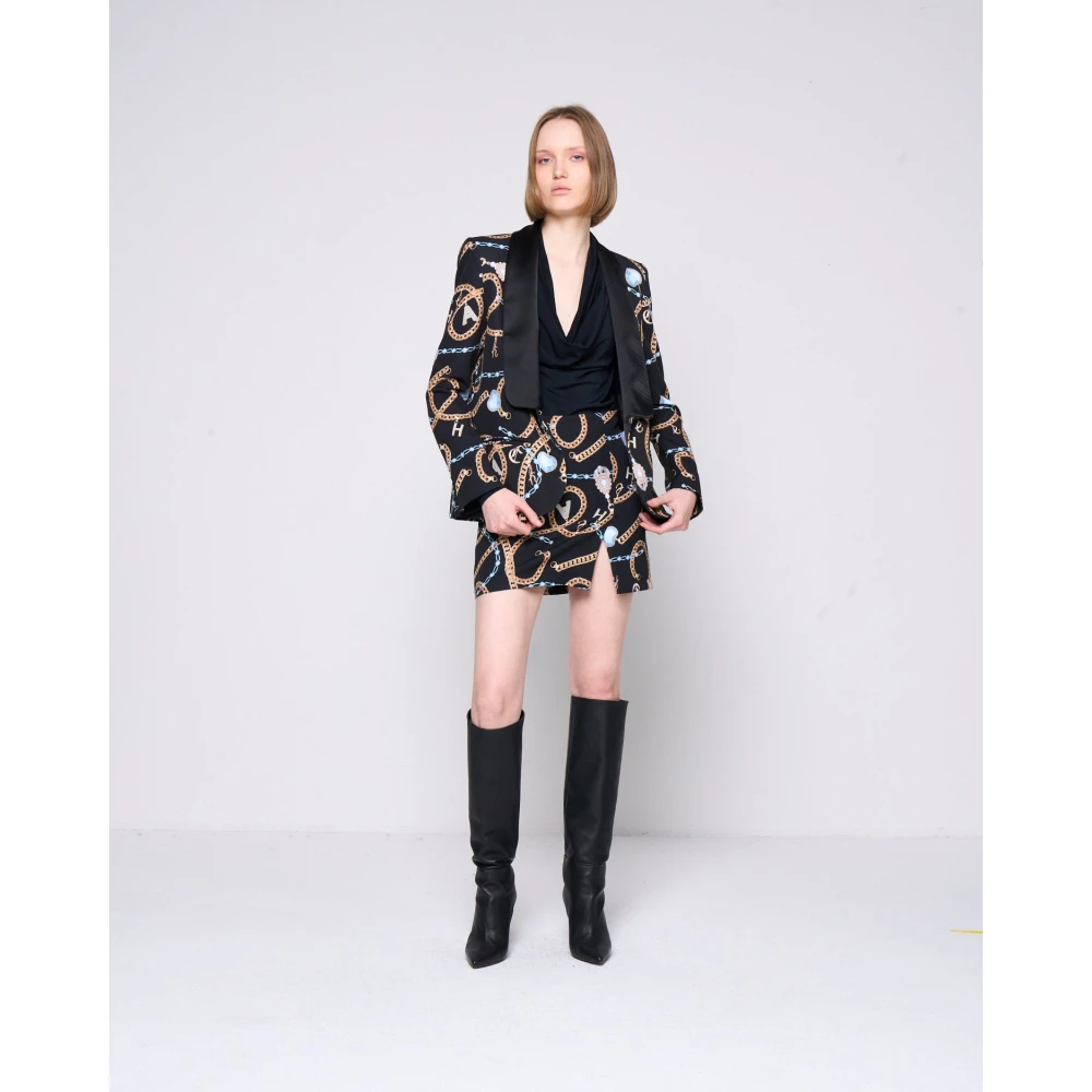 Silvian Heach Diepe V-hals Lange Mouw Top Black Dames
