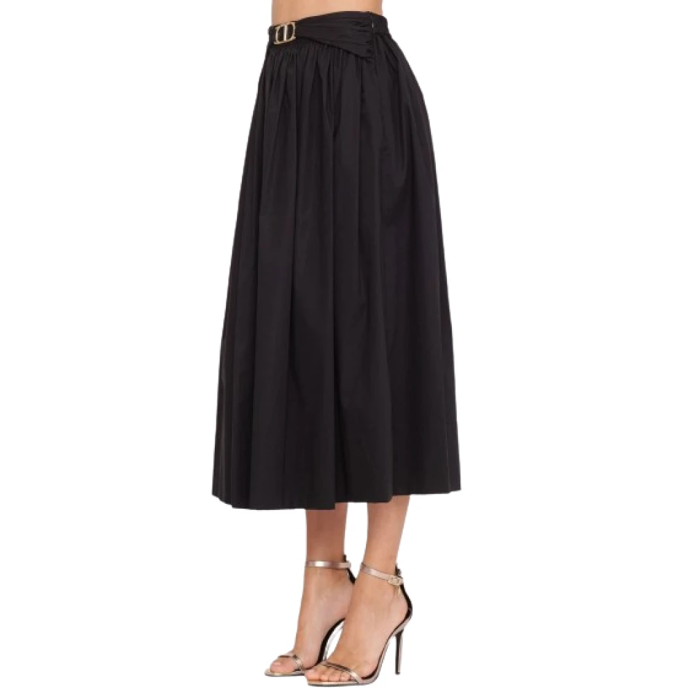Twinset Zwarte katoenen stretch gerimpelde rok Black Dames