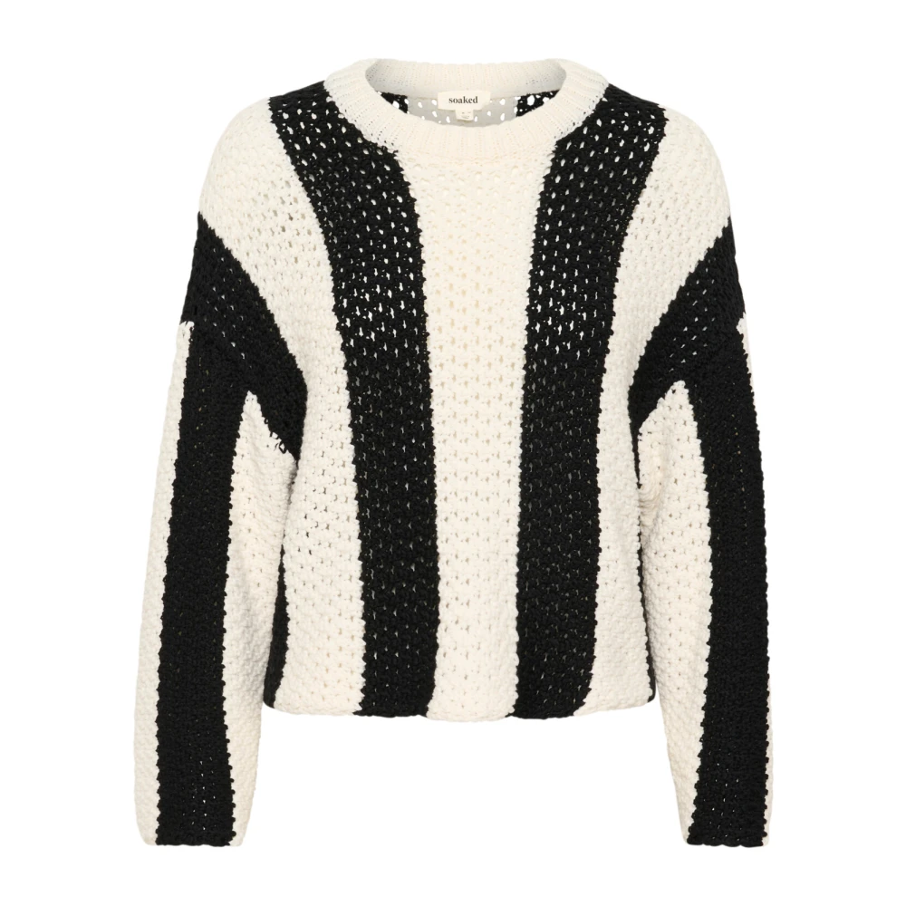 Soaked in Luxury Zwart & Wit Verticaal Gestreepte Trui Black Dames