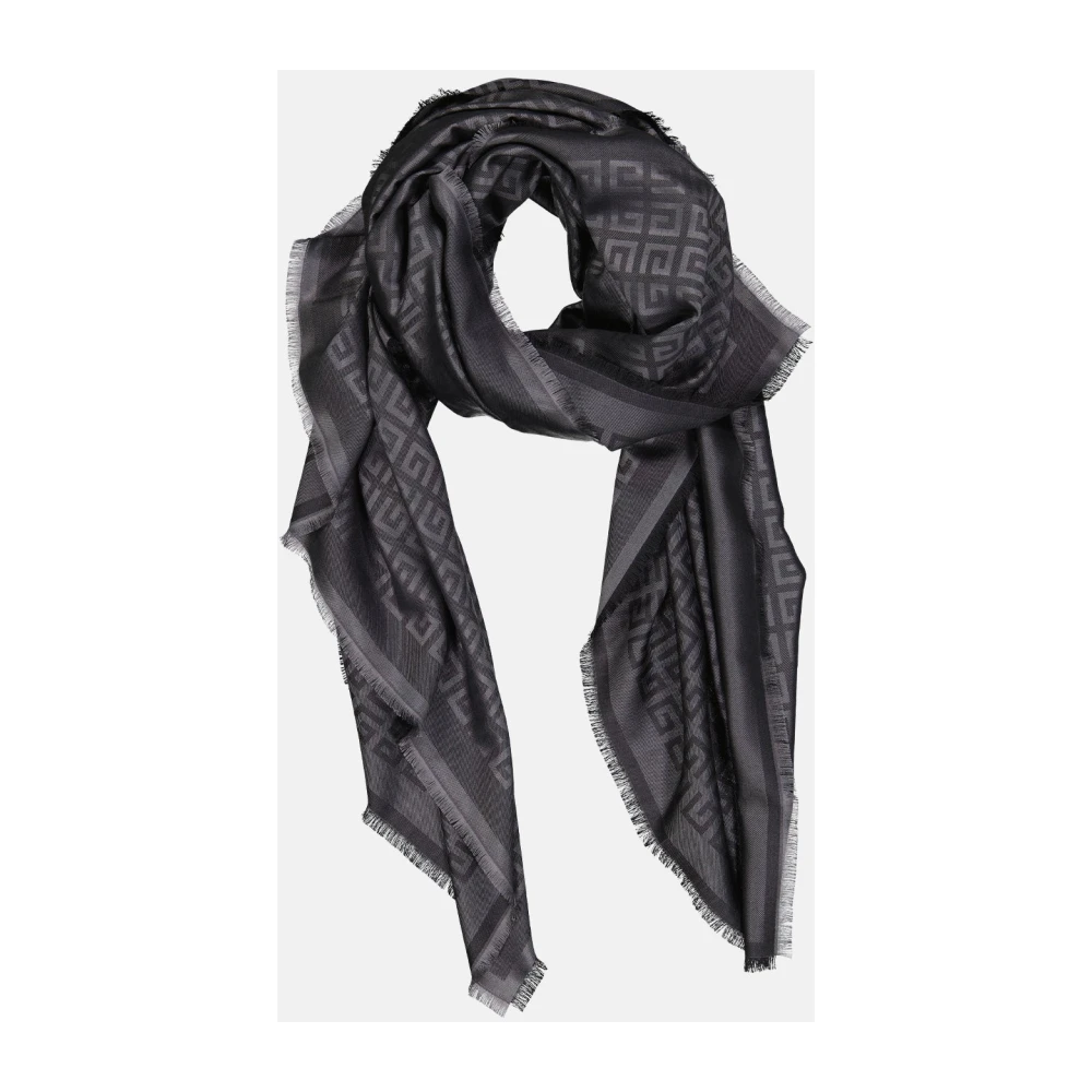 Givenchy Zijden 4G Sjaal Franje Monogram Gray Dames