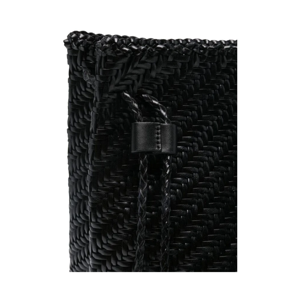 Dragon Diffusion Zwarte leren rugzak met trekkoordsluiting Black Dames