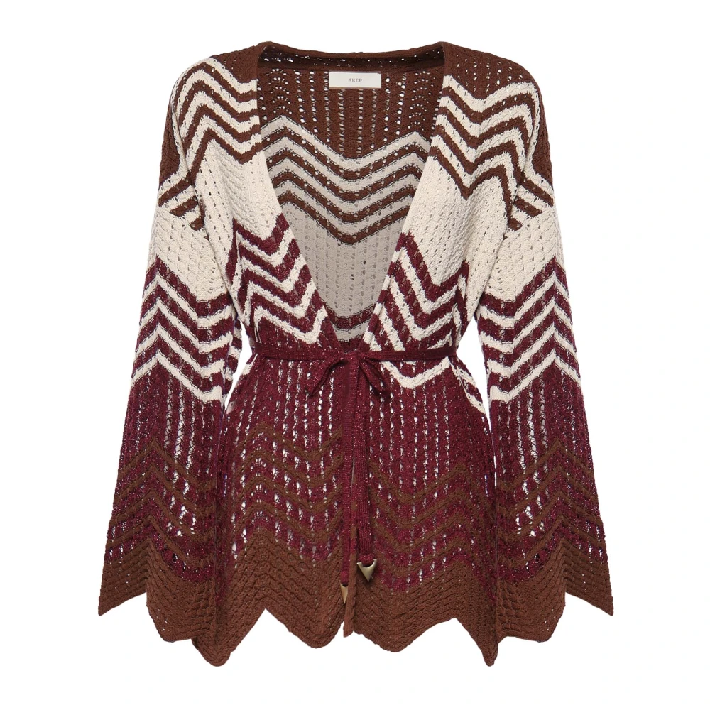 Akep Women's Red Cardigans, S, Chevron Cardigan