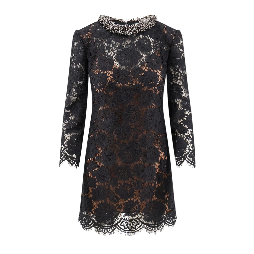 Self Portrait Lace Mini Dress - Female - Party Dresses - Black - Xs - Dresses