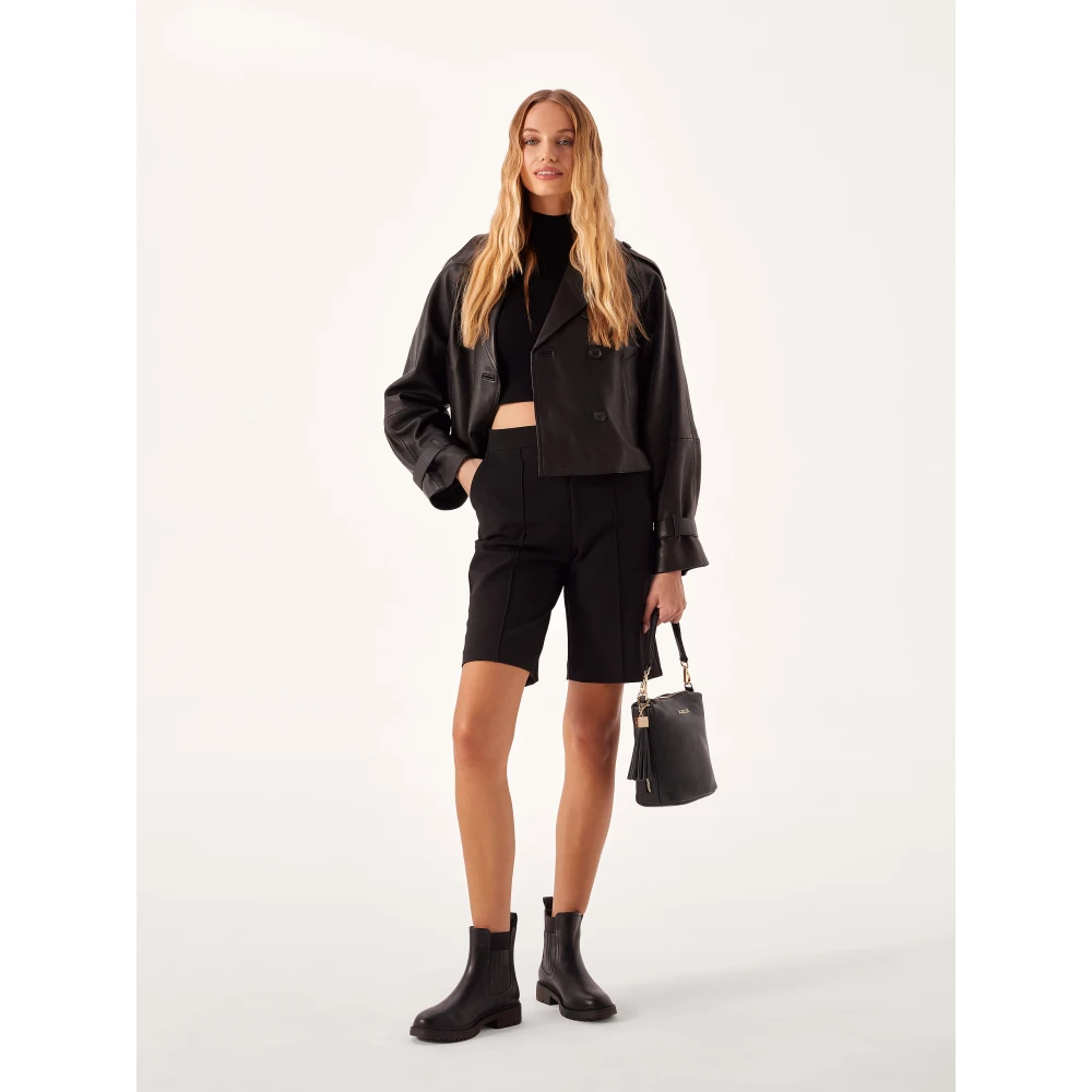 Kazar Leren zwarte posttas met afneembare sleutelhanger Black Dames