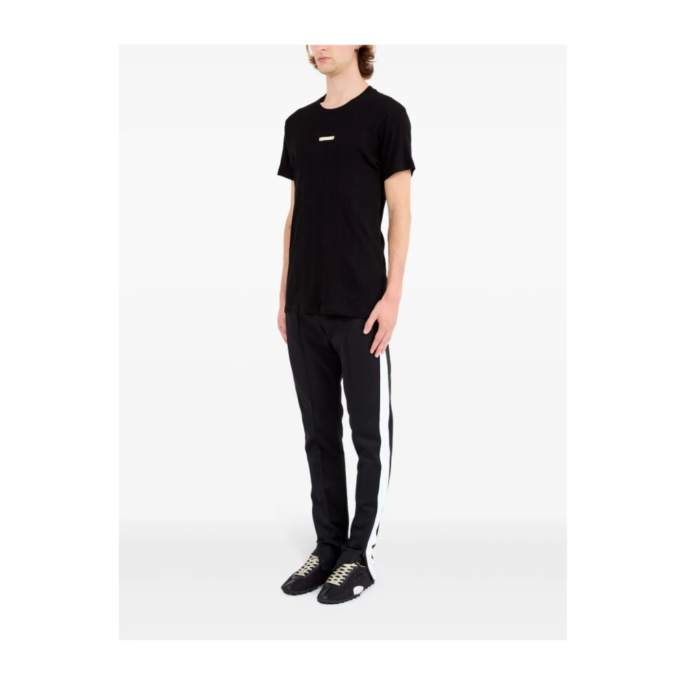 Maison Margiela Zwart Geribbelde Crew-Neck T-shirt Italië Black Heren