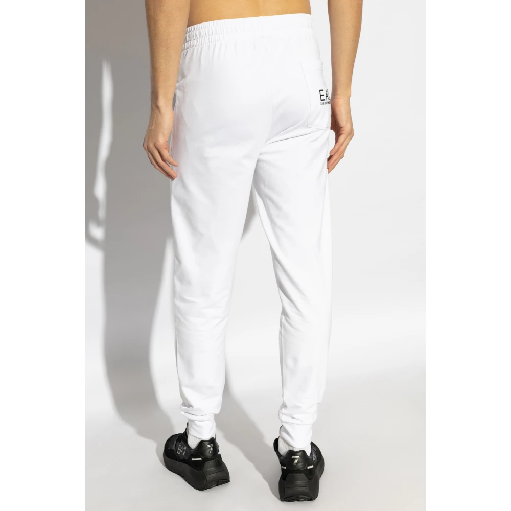 Emporio Armani EA7 Sweatpants met logo White Heren