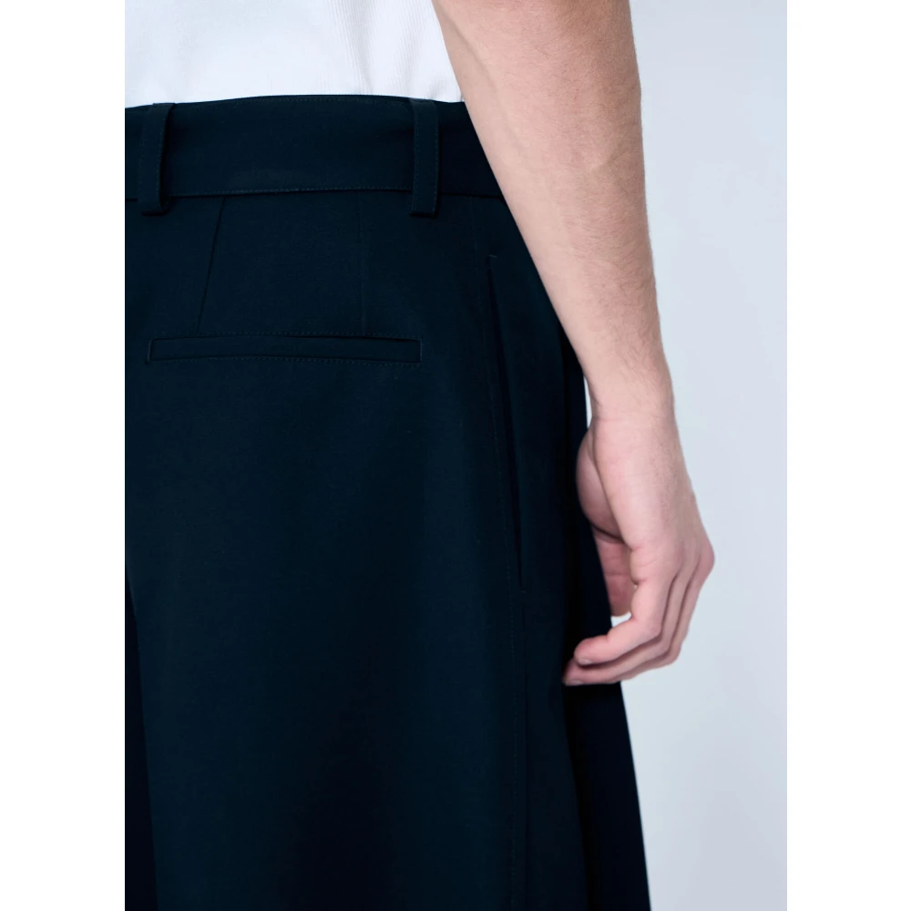 Jil Sander Wollen Twill Geplooide Shorts met Riem Black Heren