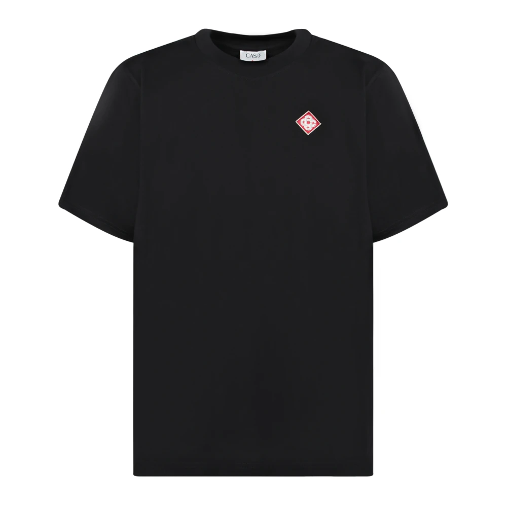 Casablanca Rood en wit diamantlogo T-shirt Black Heren