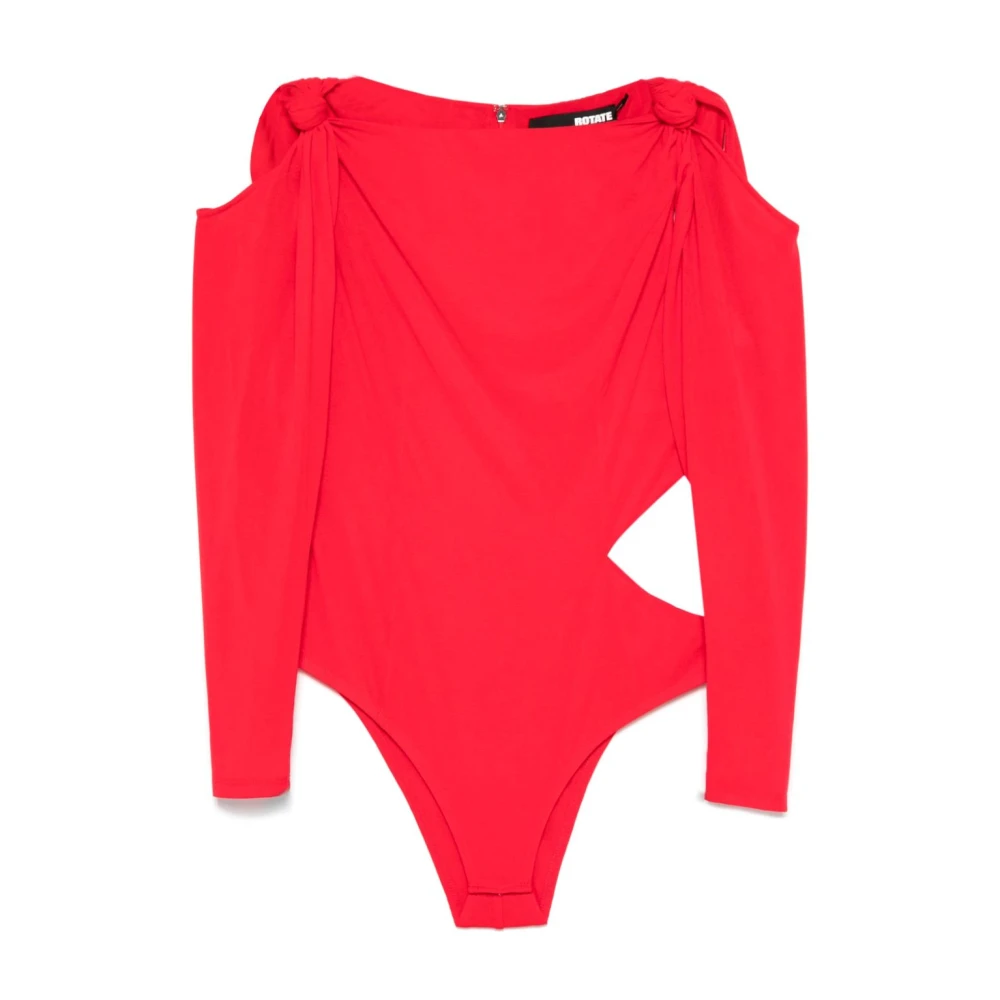Rotate Birger Christensen Body met knoopdetail en gedrapeerde mouwen Red Dames