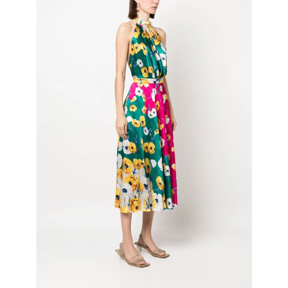 Raquel Diniz Bloemenzijden jurk met open rug Multicolor Dames