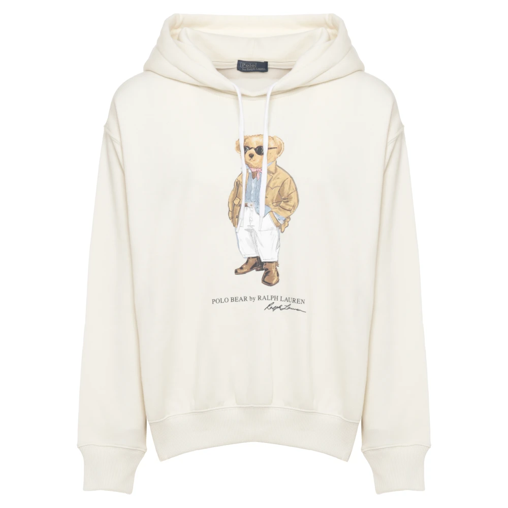 Ralph Lauren Kvinno Beige Sweatshirts & Hoodies Dam, M, Bomull, Polo Bear Hoodie