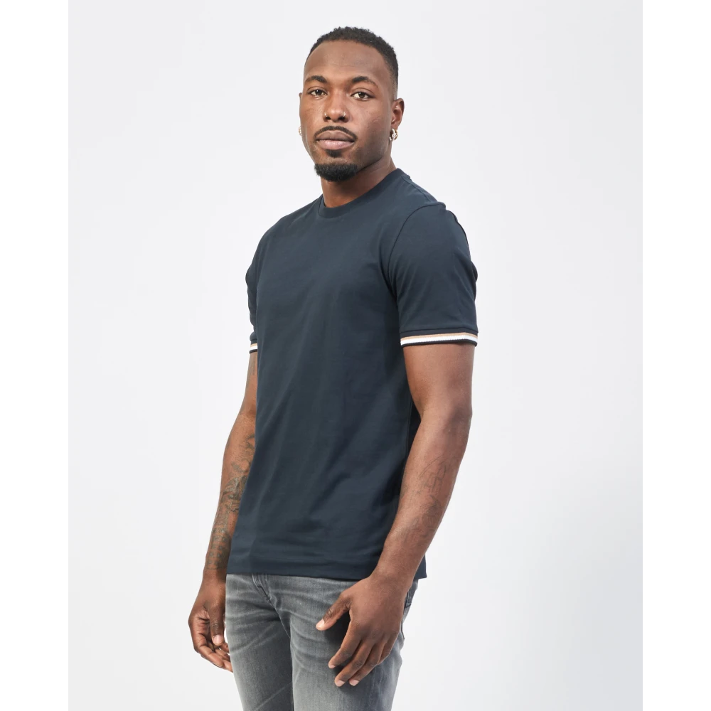 Hugo Boss Blauw Gestreept T-shirt Thompson Regular Fit Blue Heren